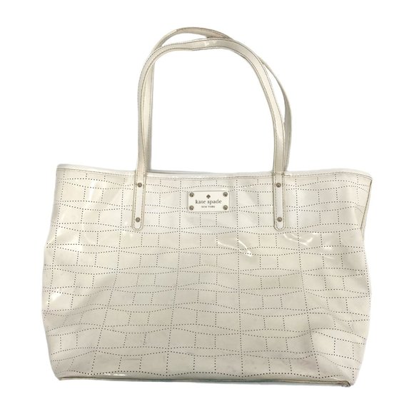 Cece Tote Set | Kate Spade Outlet Kate Spade White Patent Leather Tote | Large Size, Magnetic Closure